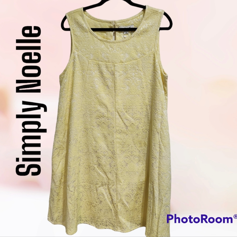 NWT Simply Noelle yellow jacquard fabric swing dress women's size L/XL